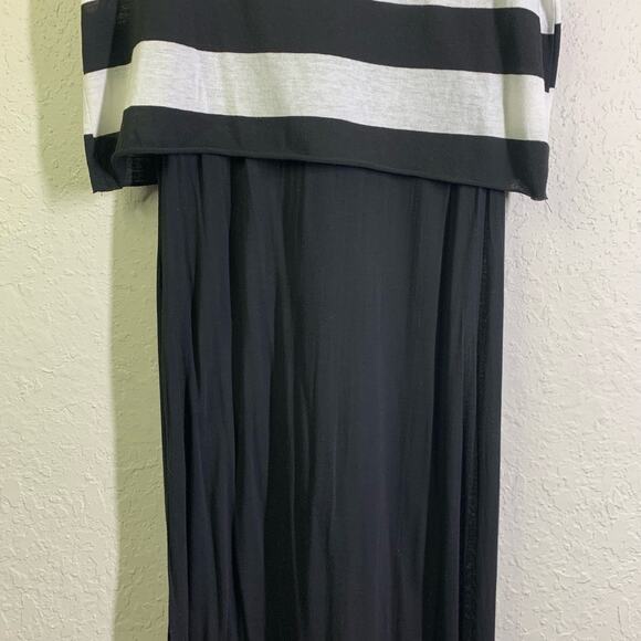 UMGEE Black & White Stripe Crop Top Scoop Neck Maxi Dress Size Large - Picture 5 of 12